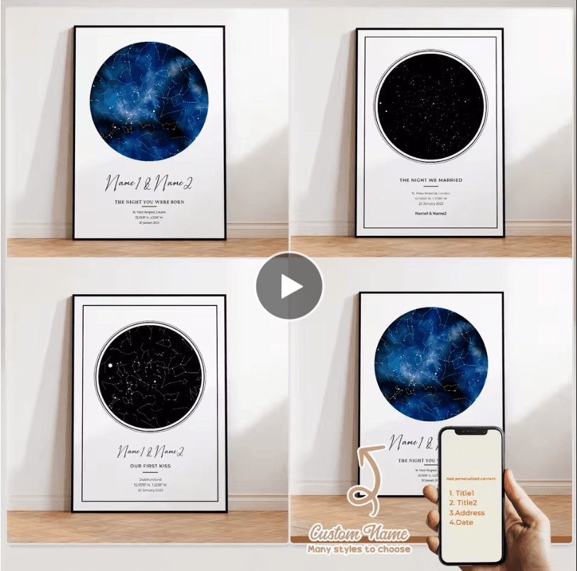 StarMap Personalized Night Sky Star Map Print