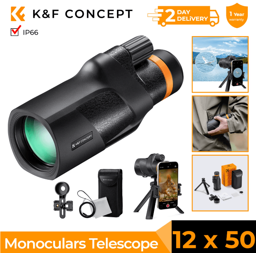 K&F Concept 12X50 HD Monocular Telescope